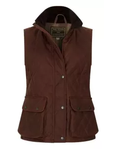 Walker & Hawkes Dame Oilskinsvest brown