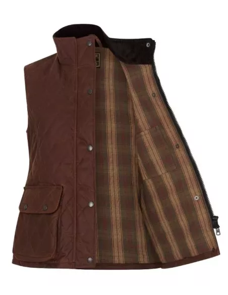 Walker & Hawkes Dame Oilskinsvest brown hos den engelske gartner shop