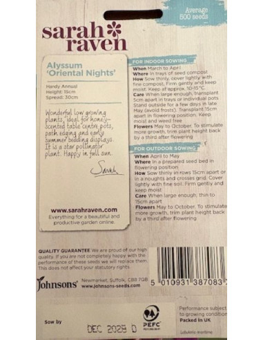 Sarah Raven Alyssum 'Oriental Nights' hos den engelske gartner shop