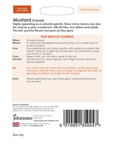 Johnsons Micro Greens Mustard Oriental hos den engelske gartner shop