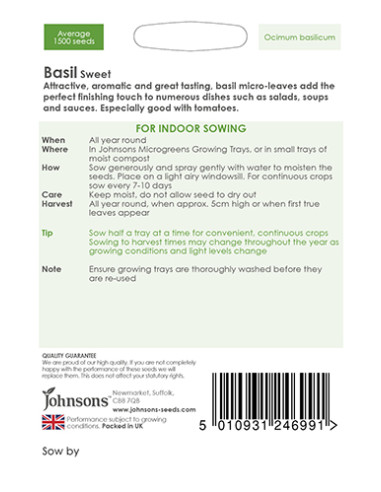 Johnsons Micro Greens Basil hos den engelske gartner shop