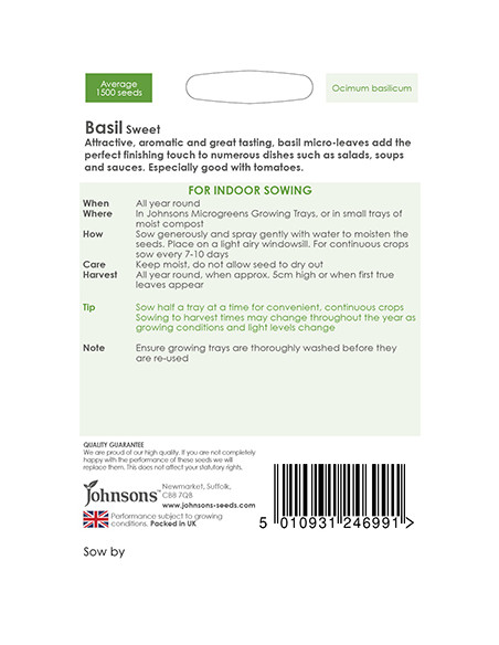 Johnsons Micro Greens Basil hos den engelske gartner shop
