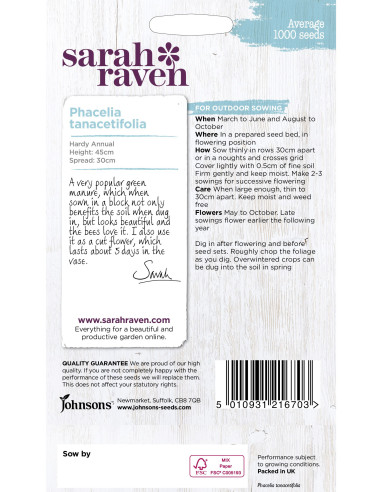 Sarah Raven Phacelia tanacetifolia hos den engelske gartner shop