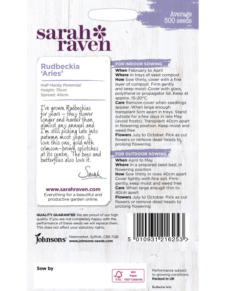 Sarah Raven Rudbeckia 'Aries' hos den engelske gartner shop