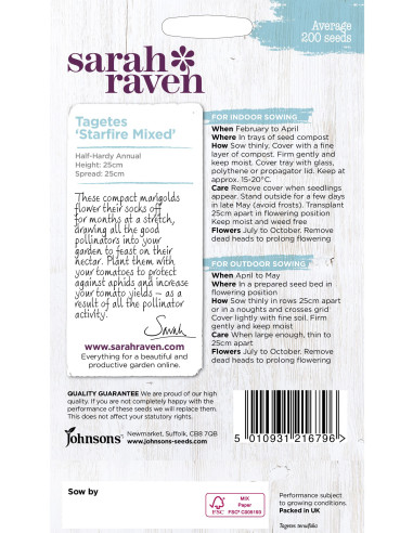 Sarah Raven Tagetes 'Starfire Mixed' hos den engelske gartner shop